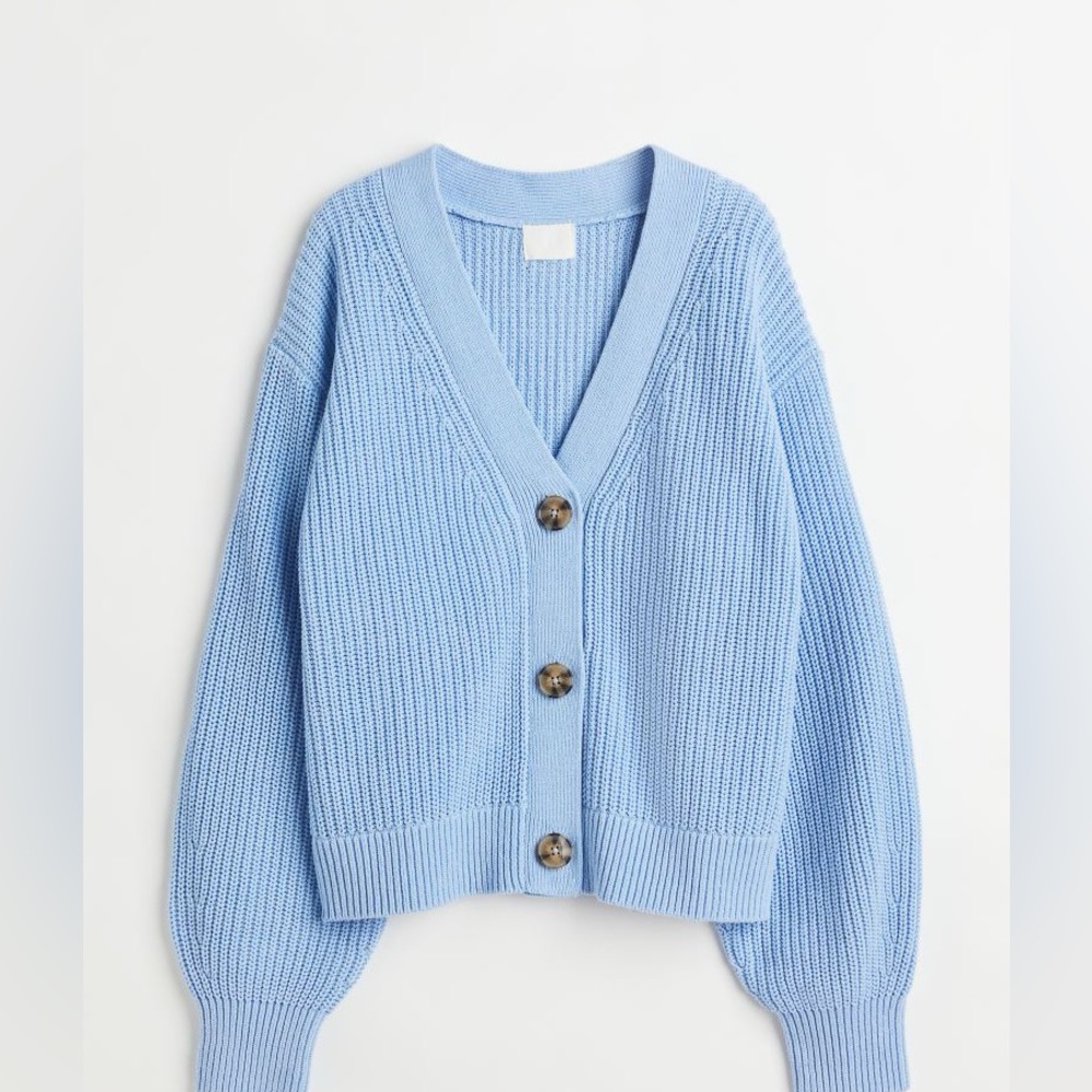 H&M Rib-knit Cardigan (light blue)